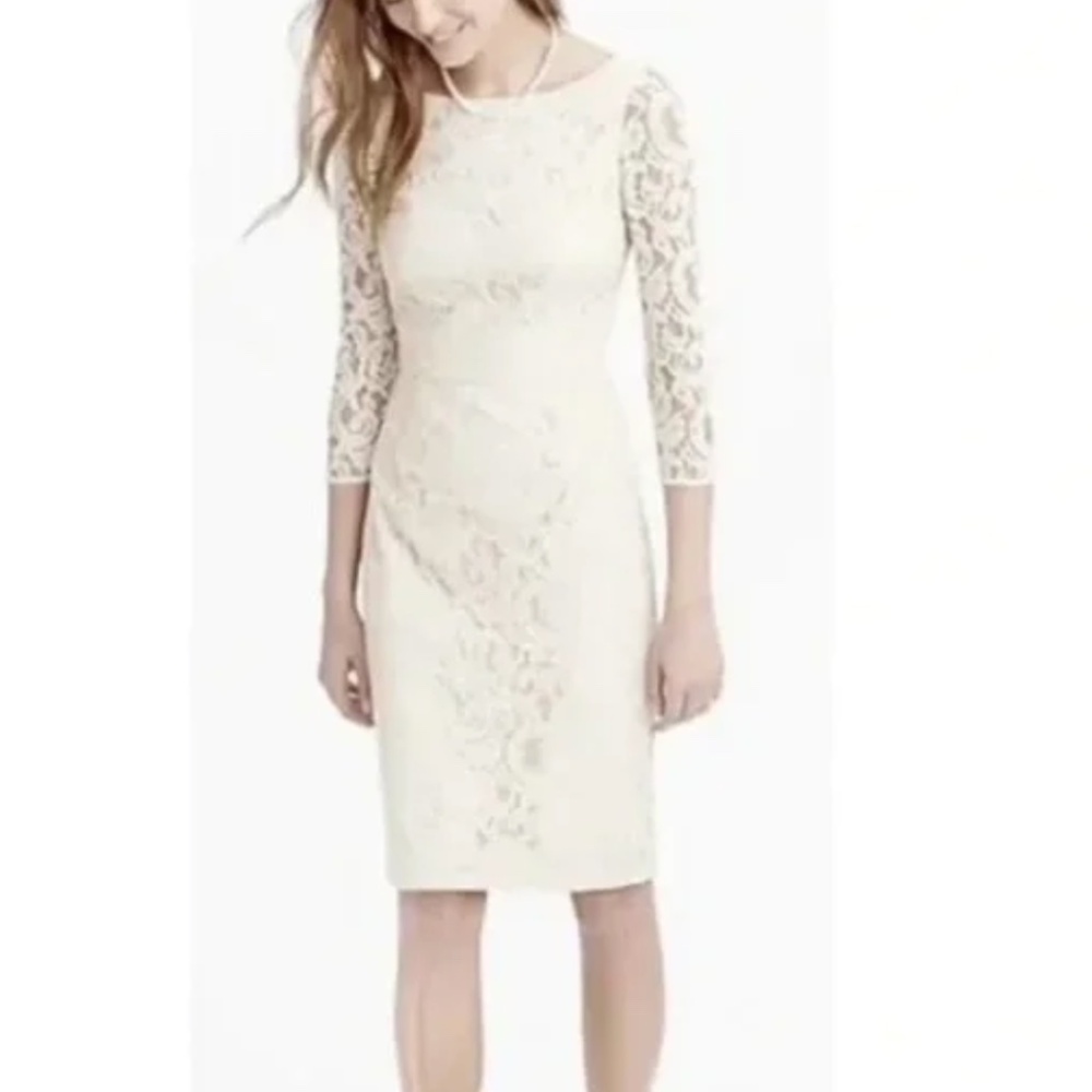 J Crew Natalia Lace Cocktail Dress Size 8 in Champagne With Tags